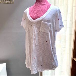 NWT TORRID HEATHERED WHITE TEE W/STARS - Size 00X